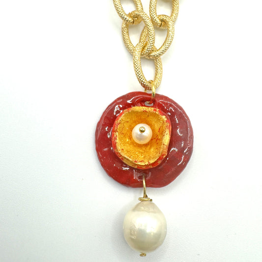 Collana Scultura "Ninfea" con Perla scaramazza barocca