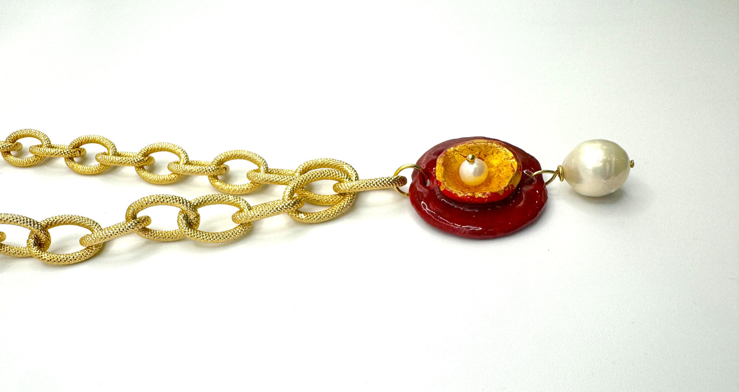 Collana Scultura "Ninfea" con Perla scaramazza barocca