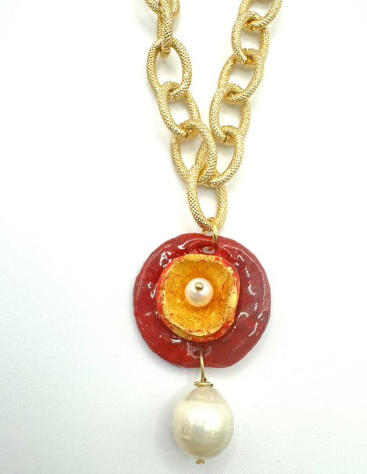 Collana Scultura "Ninfea" con Perla scaramazza barocca