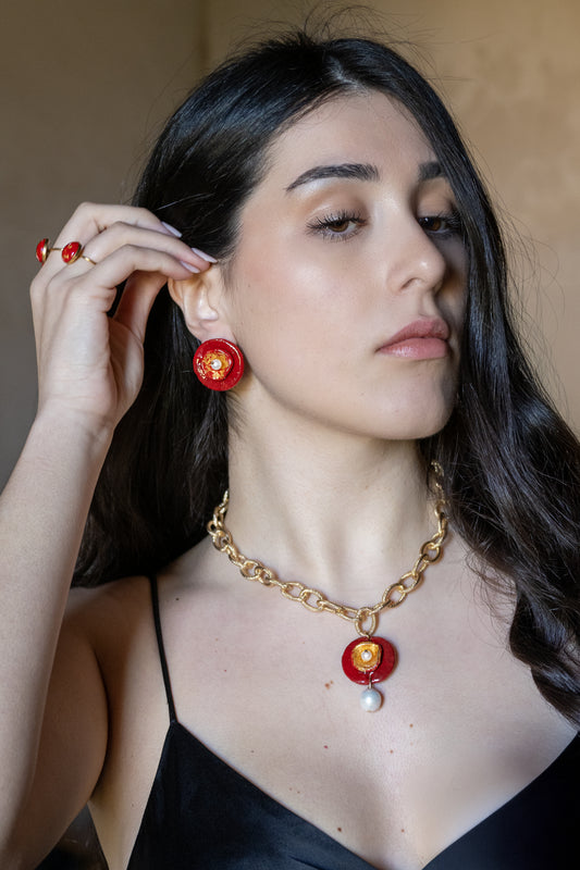 Collana Scultura "Ninfea" con Perla scaramazza barocca